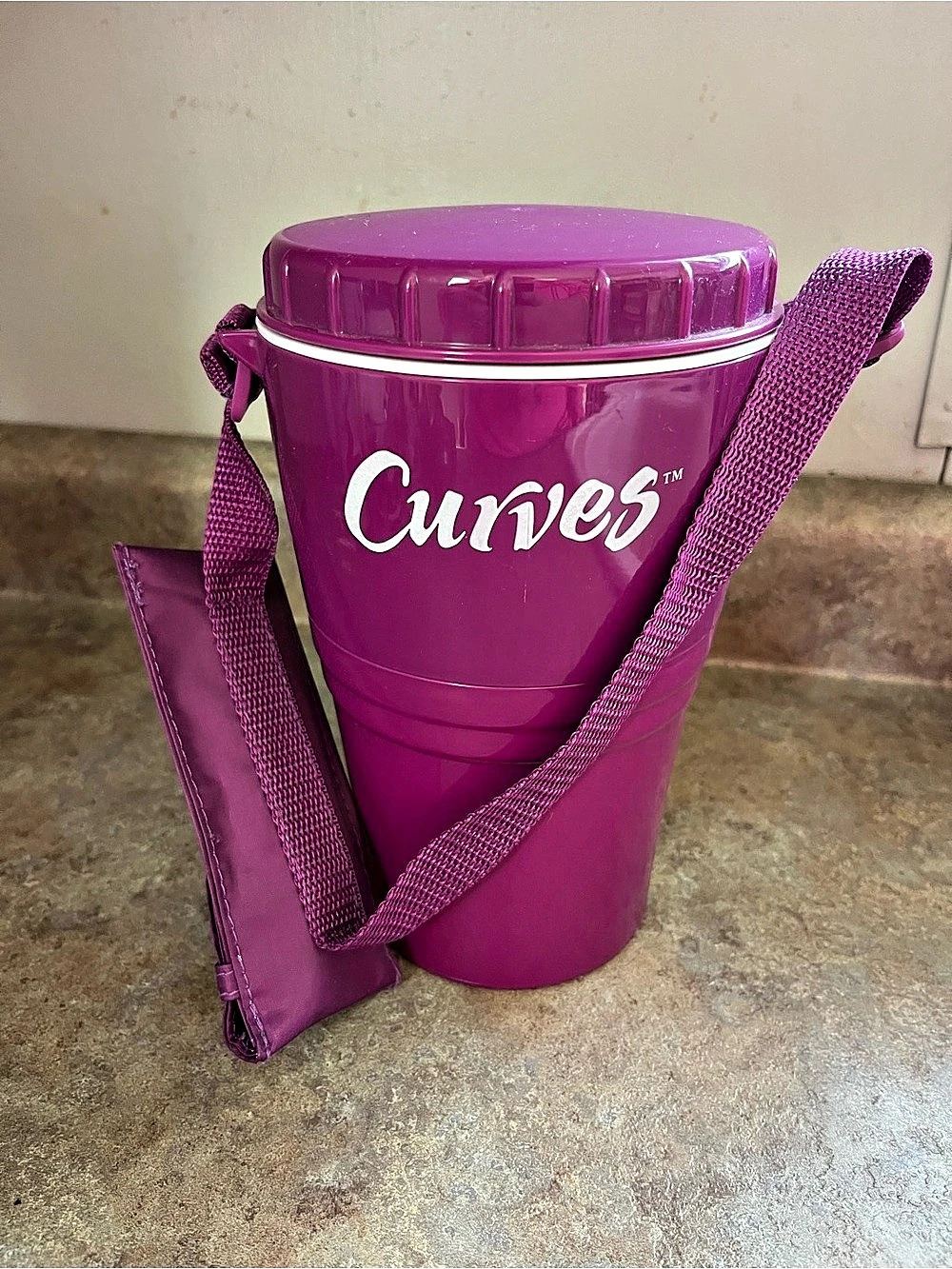 Curves Snack Cup Tumbler Set Purple Carry Strap Utensils Travel Container